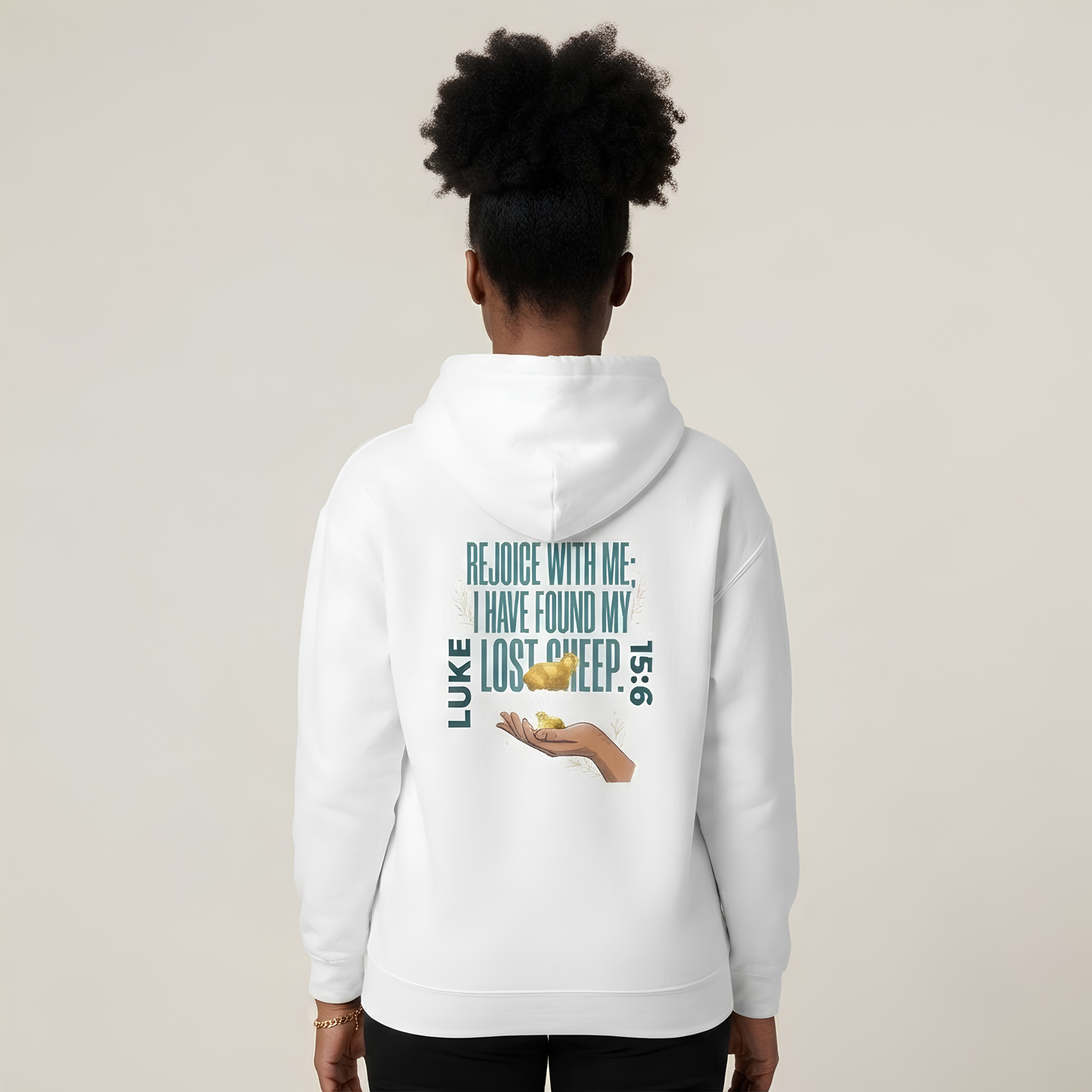 Rejoice With Me Lost Sheep Unisex Christian Hoodie | GV Gold Monogram Collection Luke 15:6 Bible Verse Faith Streetwear Apparel