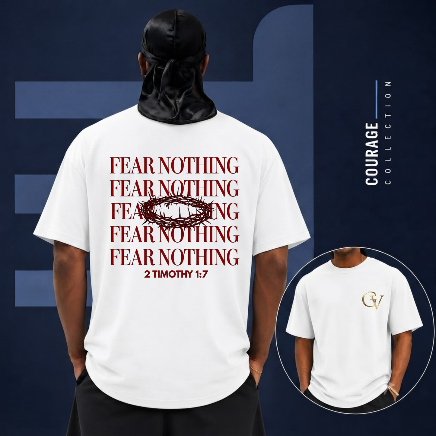 Christian Bible Verse Gold T-Shirt | Faith Over Fear 2 Timothy 1:7 Unisex Religious Graphic Tee Streetwear Apparel