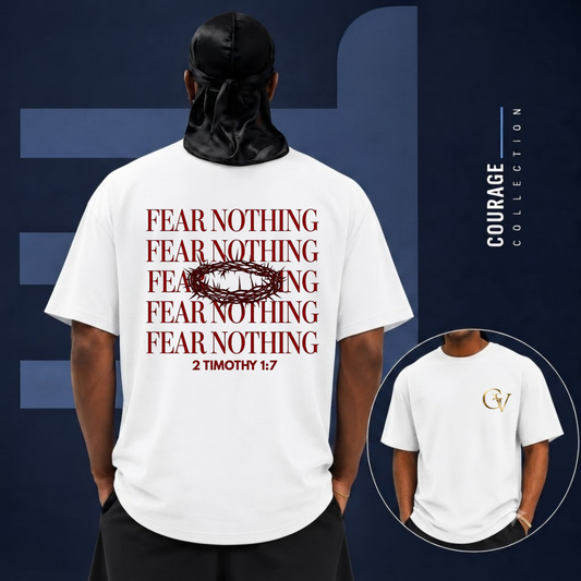 Christian Bible Verse Gold T-Shirt | Faith Over Fear 2 Timothy 1:7 Unisex Religious Graphic Tee Streetwear Apparel