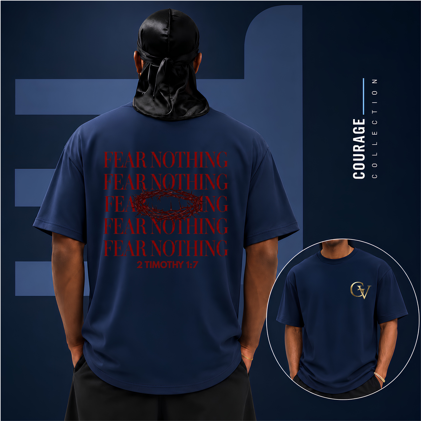 Christian Bible Verse Gold T-Shirt | Faith Over Fear 2 Timothy 1:7 Unisex Religious Graphic Tee Streetwear Apparel