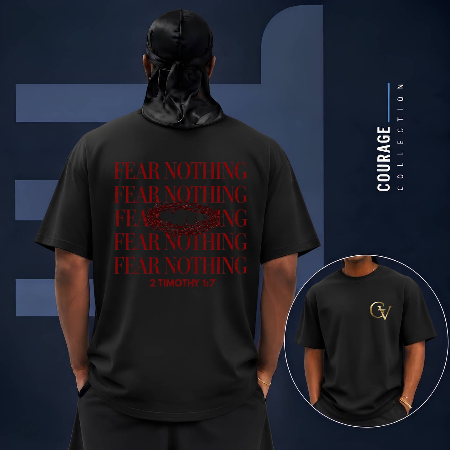 Christian Bible Verse Gold T-Shirt | Faith Over Fear 2 Timothy 1:7 Unisex Religious Graphic Tee Streetwear Apparel