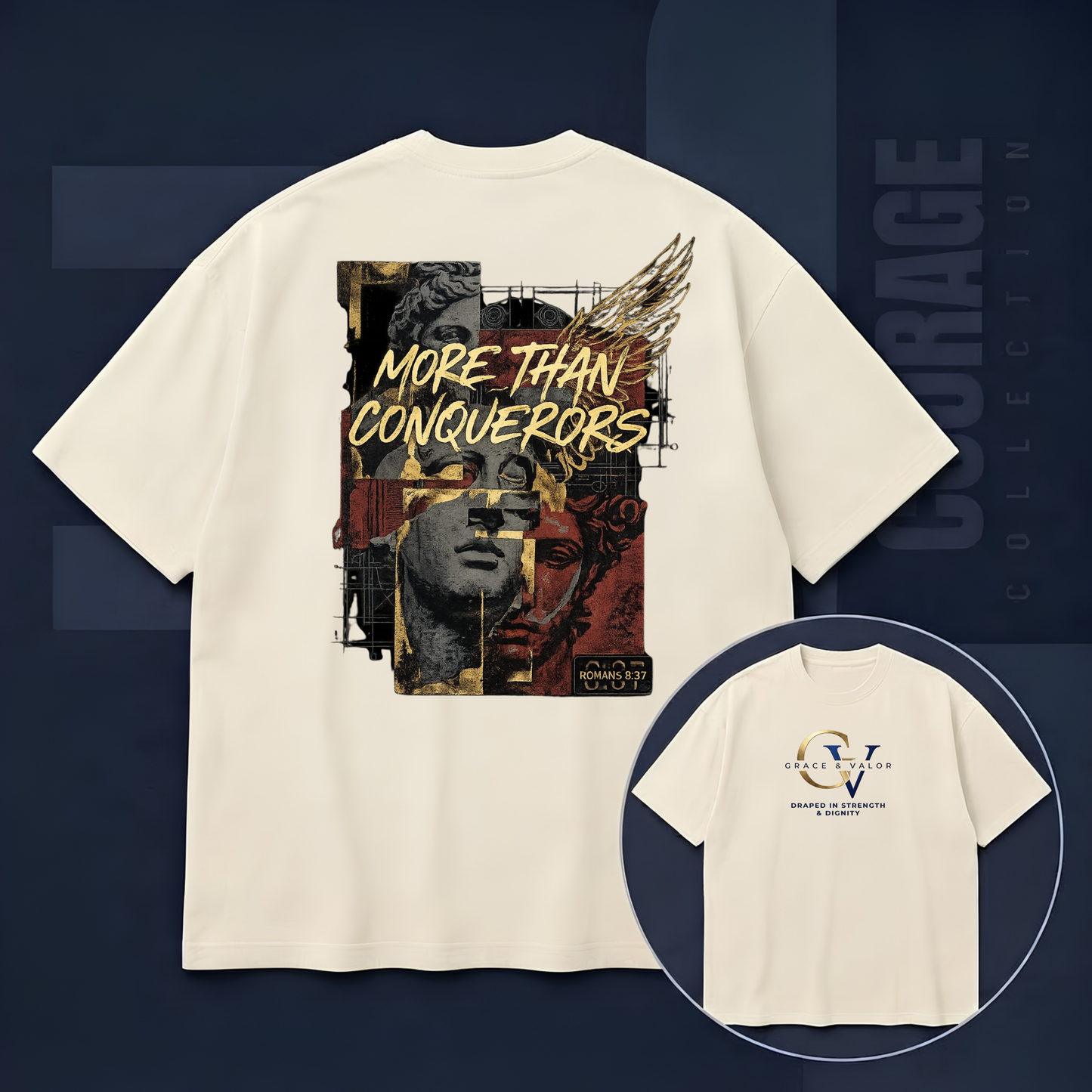 More Than a Conqueror Shirt | Romans 8:37 Bible Verse T-Shirt | Christian Faith Apparel | Inspirational Scripture Tee