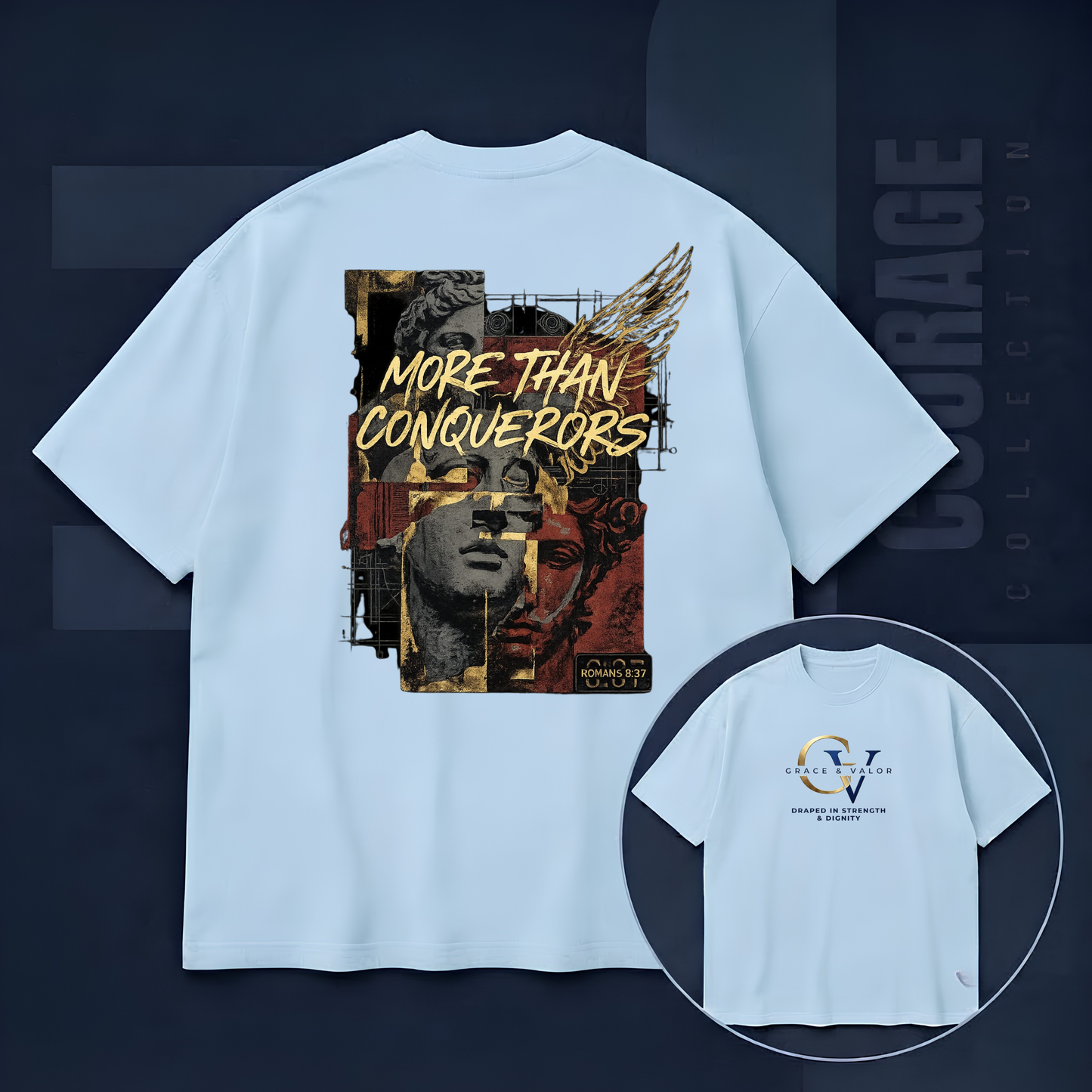 More Than a Conqueror Shirt | Romans 8:37 Bible Verse T-Shirt | Christian Faith Apparel | Inspirational Scripture Tee