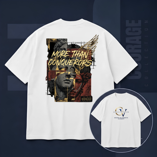 More Than a Conqueror Shirt | Romans 8:37 Bible Verse T-Shirt | Christian Faith Apparel | Inspirational Scripture Tee