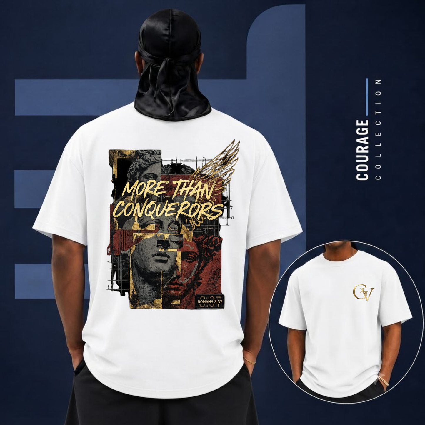 More Than a Conqueror Shirt | Romans 8:37 Bible Verse T-Shirt | Christian Faith Apparel | Inspirational Scripture Tee