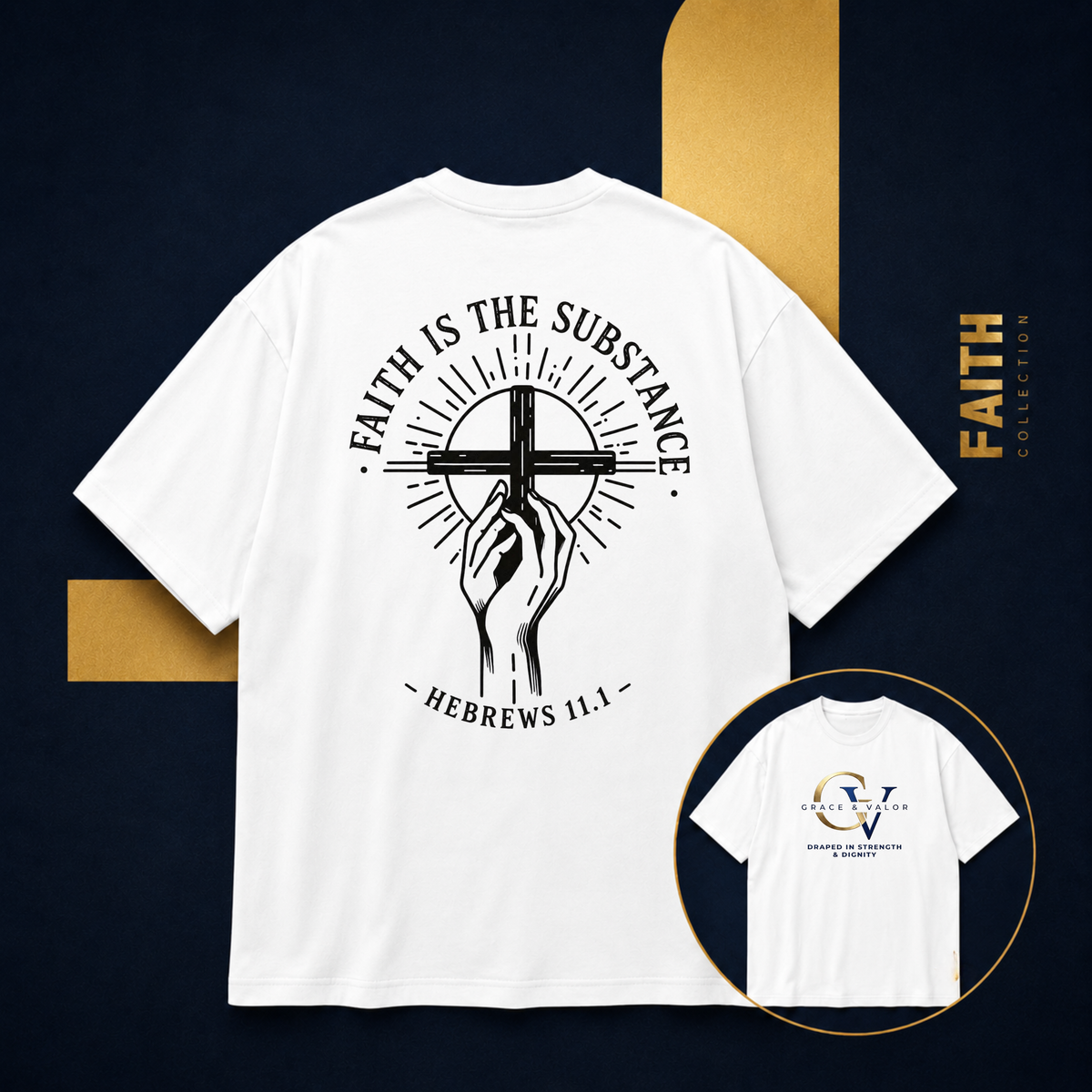 Faith Is the Substance T-Shirt | Hebrews 11:1 Scripture Faith Tee | Christian Unisex Bella Canvas Shirt