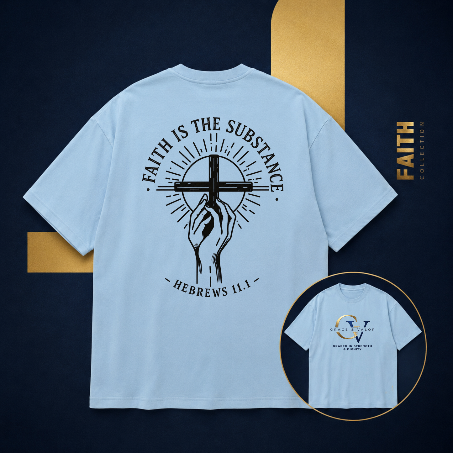 Faith Is the Substance T-Shirt | Hebrews 11:1 Scripture Faith Tee | Christian Unisex Bella Canvas Shirt