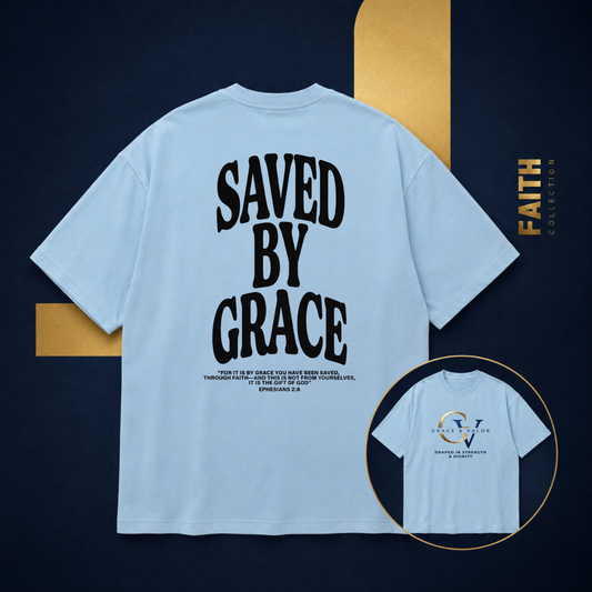 Saved by Grace Unisex Christian T-Shirt | Grace and Valor Signature Collection Ephesians 2:8 Bible Verse Faith Streetwear Apparel