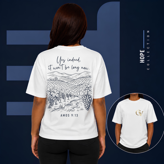 Yes Indeed It Won’t Be Long T-Shirt | Amos 9:13 Scripture Tee | Christian Faith Shirt | Inspirational Bible Verse Apparel