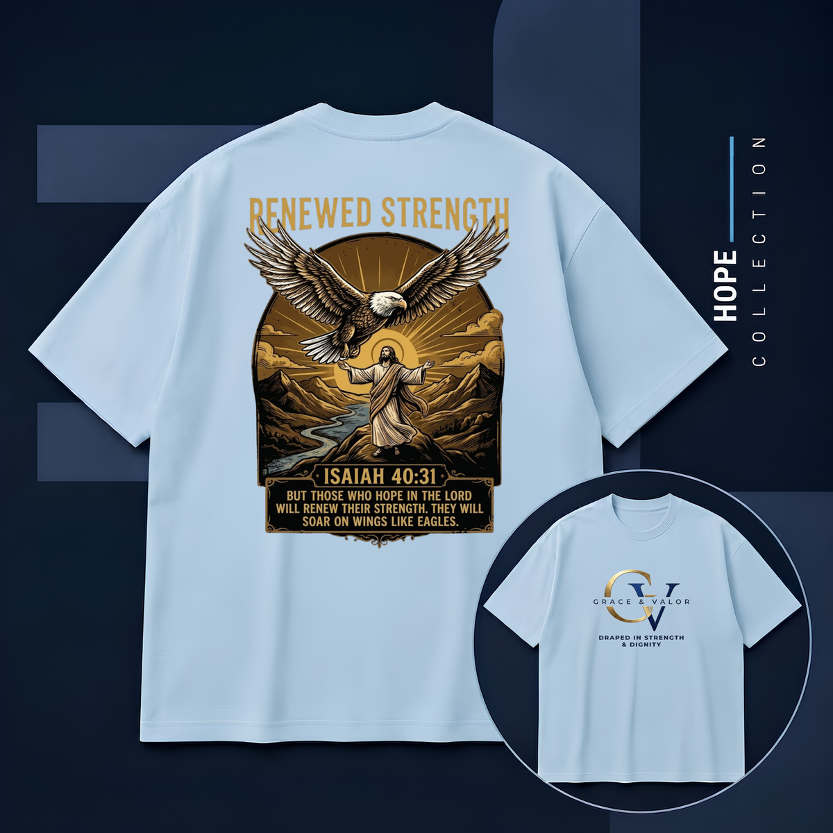 Renewed Strength T-Shirt | Isaiah 40:31 Scripture Shirt | Christian Faith Tee | Inspirational Bible Verse Apparel
