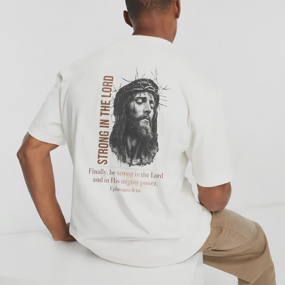Strong in the Lord Unisex Christian T-Shirt | GV Gold Monogram Collection Ephesians 6:10 Bible Verse Faith Streetwear Apparel