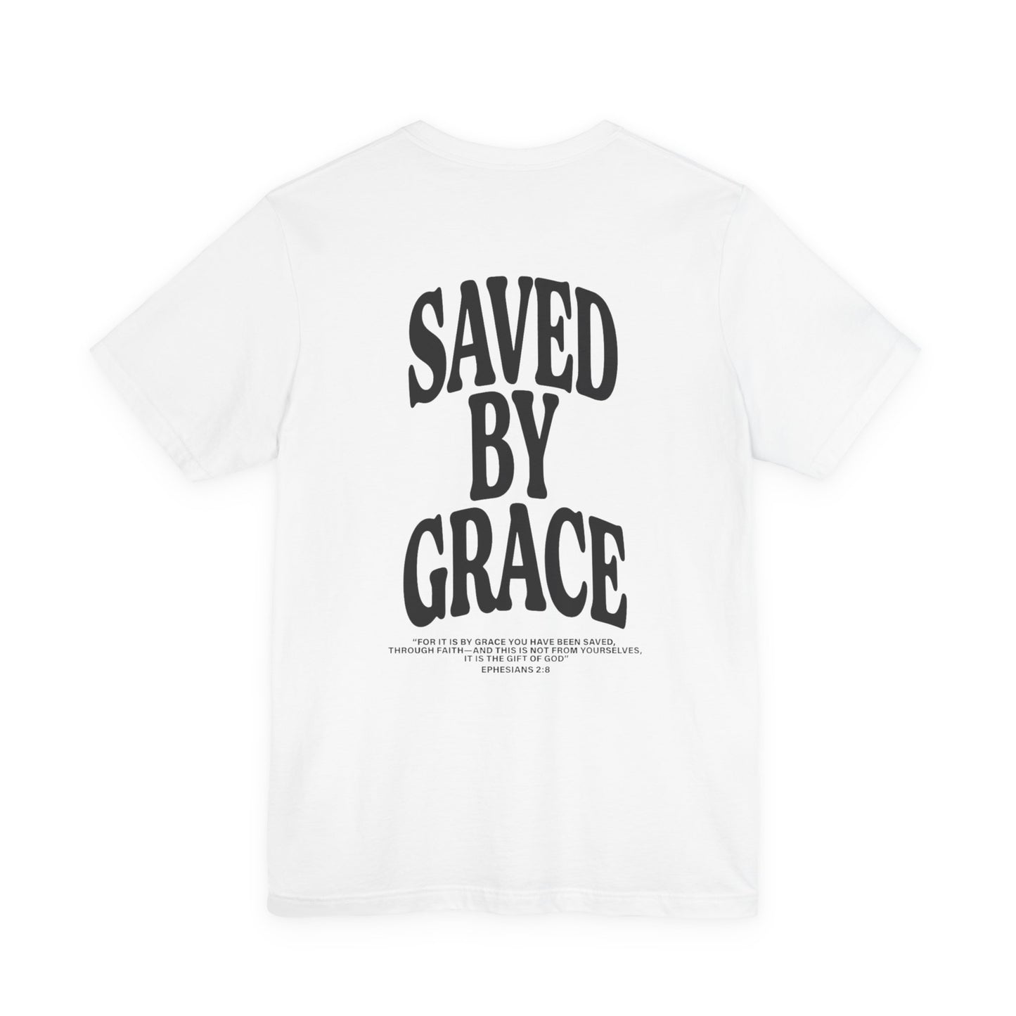 Saved by Grace Unisex Christian T-Shirt | GV Gold Monogram Collection Ephesians 2:8 Bible Verse Faith Streetwear Apparel