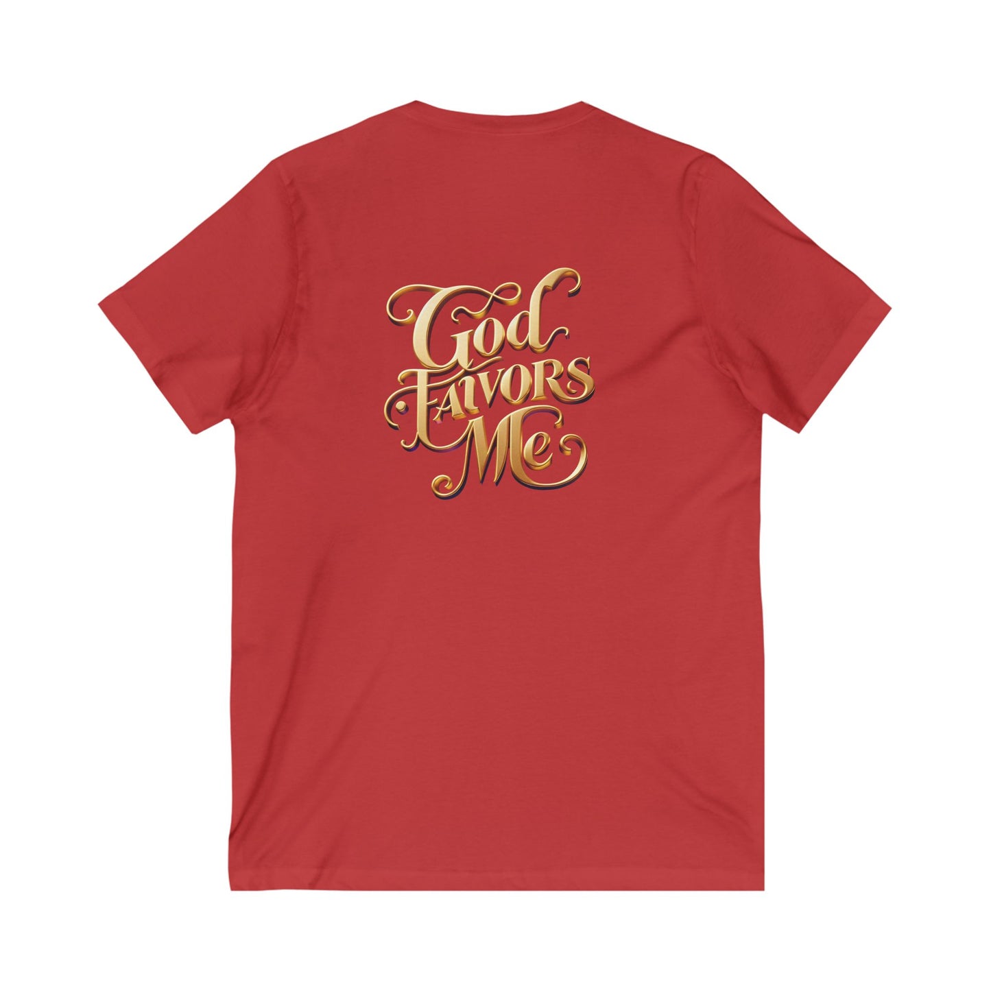 Inspirational Unisex V-Neck Tee - "God Favors Me" Gold Original Logo