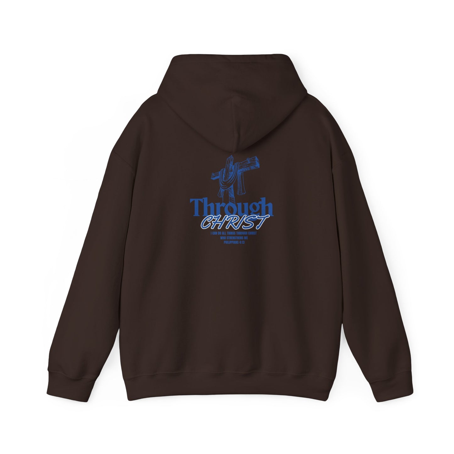 Through Christ Unisex Christian Hoodie | GV Gold Monogram Collection Philippians 4:13 Bible Verse Faith Streetwear Apparel