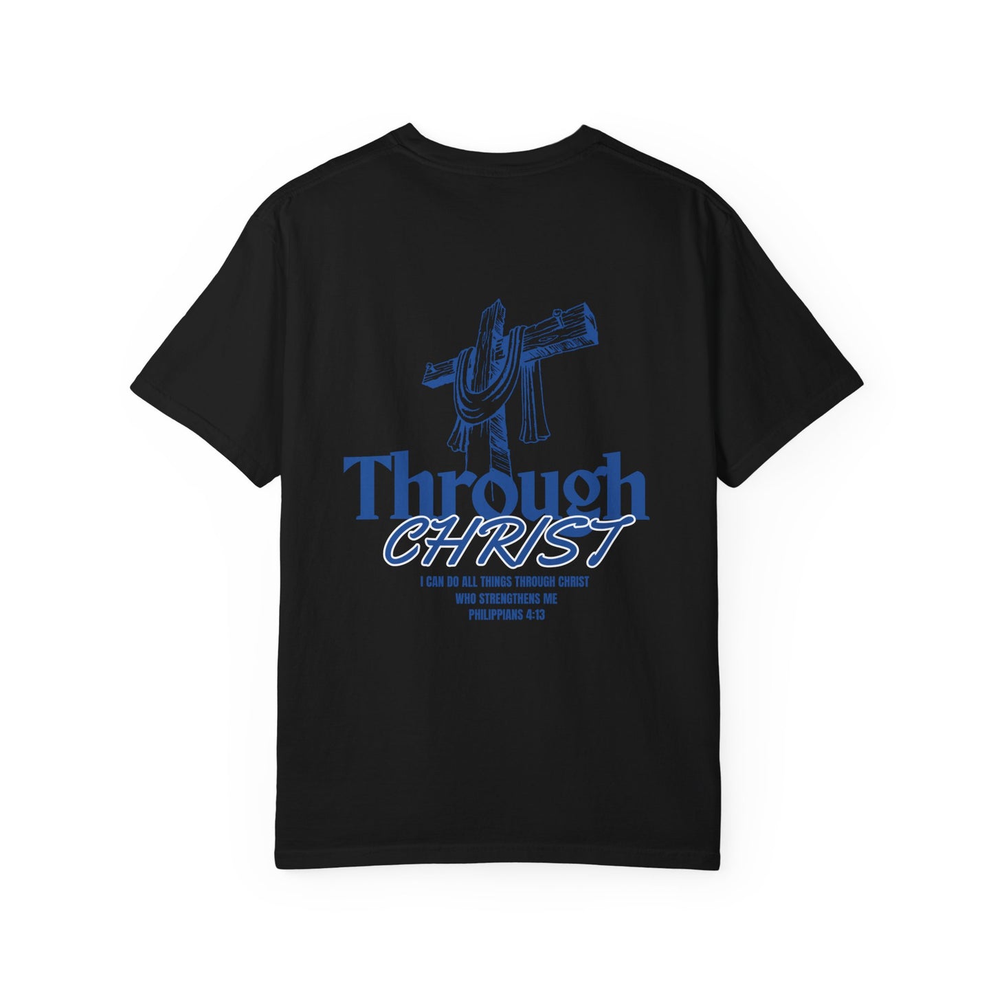Through Christ Unisex Christian T-Shirt | GV Gold Monogram Collection Philippians 4:13 Bible Verse Faith Streetwear Apparel