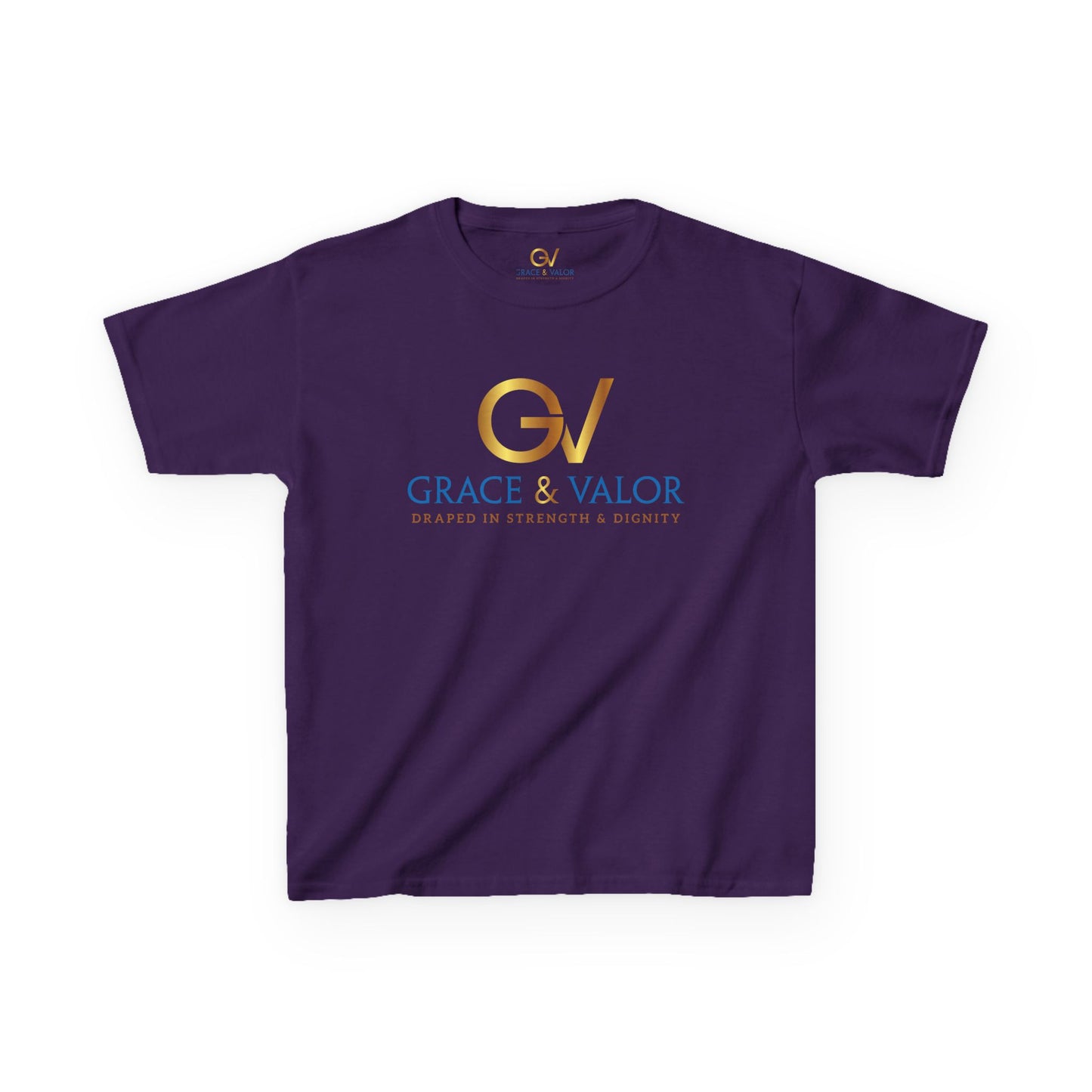 Kids Grace & Valor Tee Gold Original font total - God Favors Me Design - Stylish Cotton Shirt