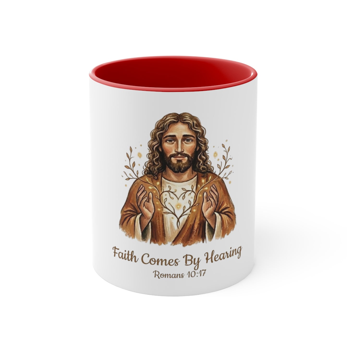 Faith-Based Christian Mug – Faith Comes By Hearing Jesus Coffee Cup | Encouraging Religious Gift for Christians | Inspirational Christian Drinkware
