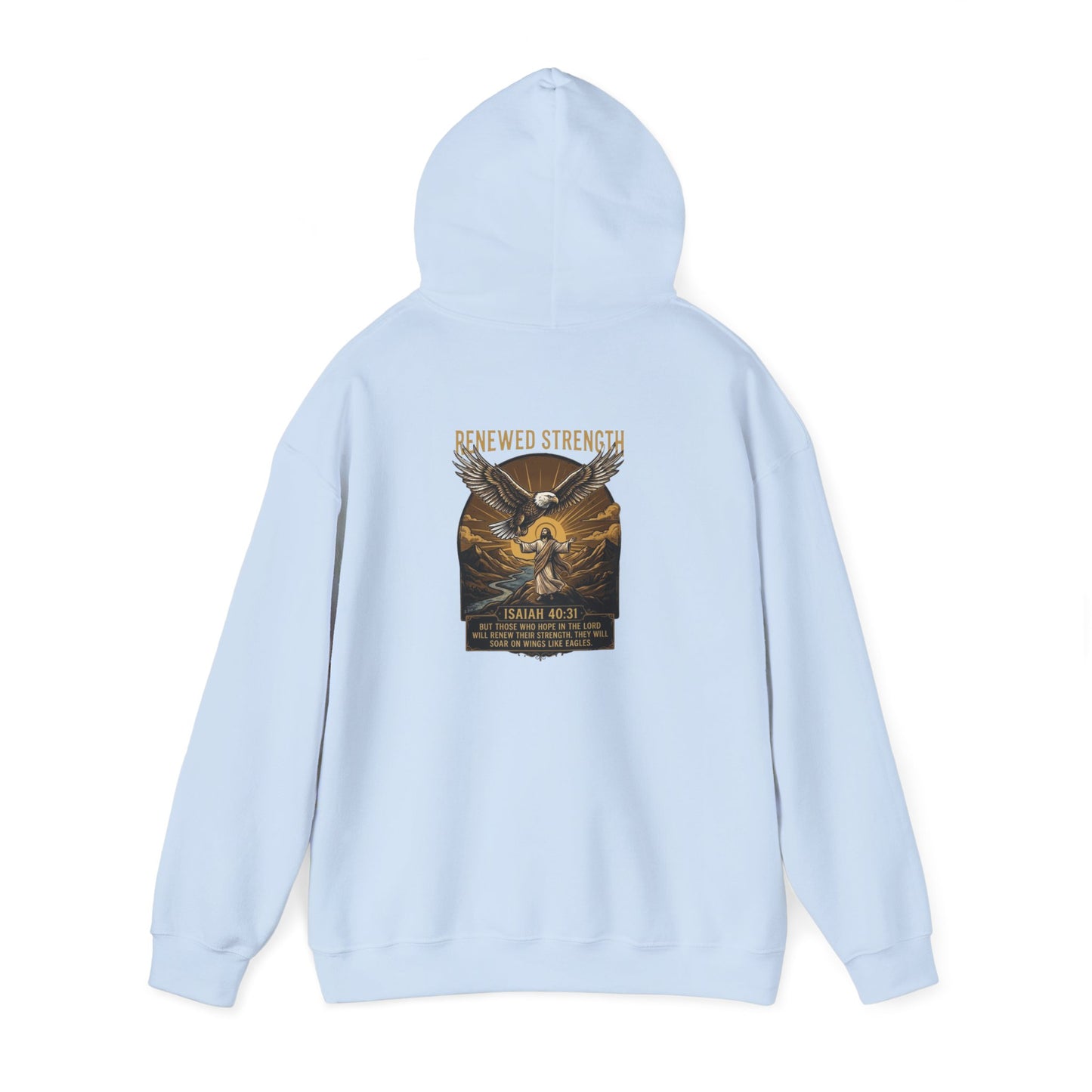 Renewed Strength Unisex Christian Hoodie | GV Gold Monogram Collection Isaiah 40:31 Bible Verse Faith Streetwear Apparel