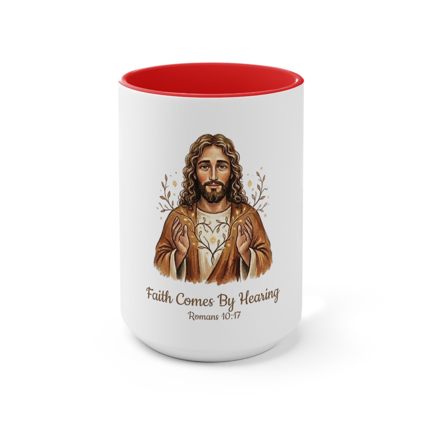 Faith-Based Christian Mug – Faith Comes By Hearing Jesus Coffee Cup | Encouraging Religious Gift for Christians | Inspirational Christian Drinkware