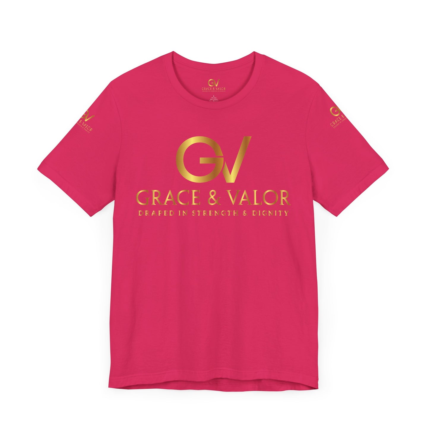 GV All Gold font God Favors - Grace & Valor Unisex Jersey Short Sleeve Tee - Strength & Dignity Apparel