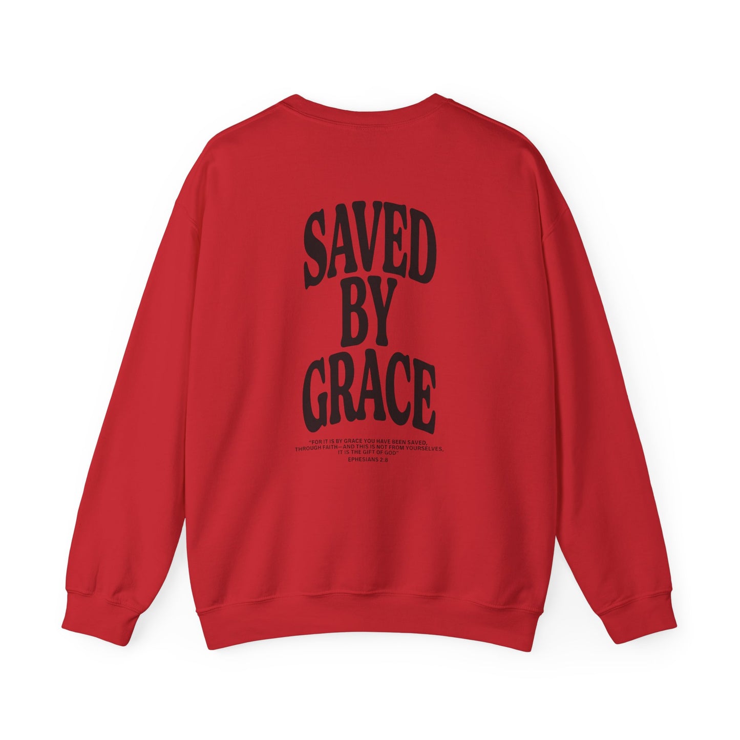 Saved by Grace Unisex Christian Sweatshirt | GV Gold Monogram Collection Ephesians 2:8 Bible Verse Faith Streetwear Apparel