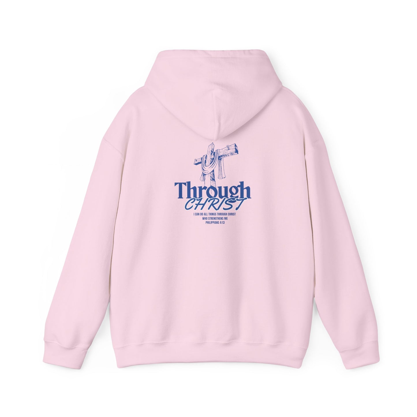 Through Christ Unisex Christian Hoodie | GV Gold Monogram Collection Philippians 4:13 Bible Verse Faith Streetwear Apparel