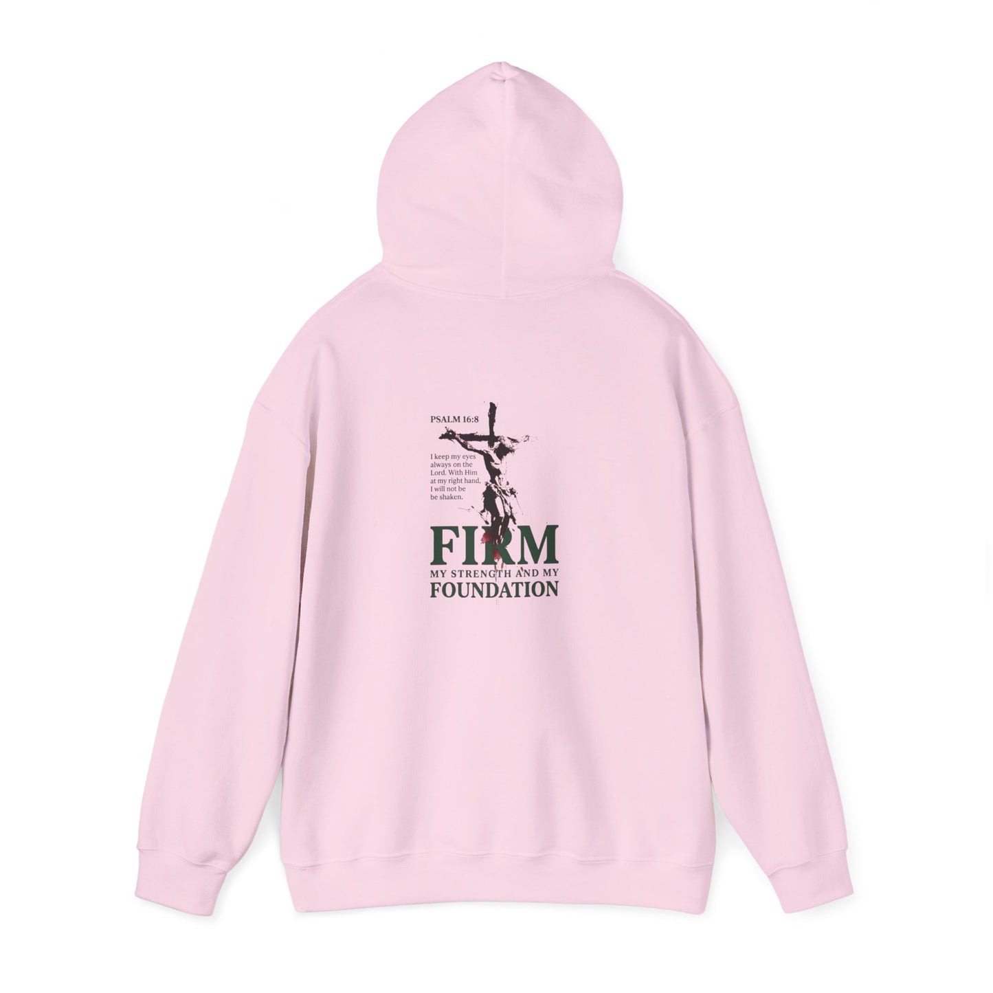 Firm Foundation Unisex Christian Hoodie | GV Gold Monogram Collection Psalm 16:8 Bible Verse Faith Streetwear Apparel