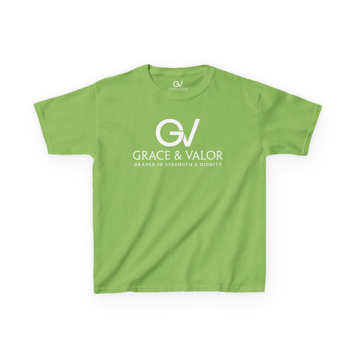Kids Grace & Valor Tee White font total - God Favors Me Floral Design - Stylish Cotton Shirt