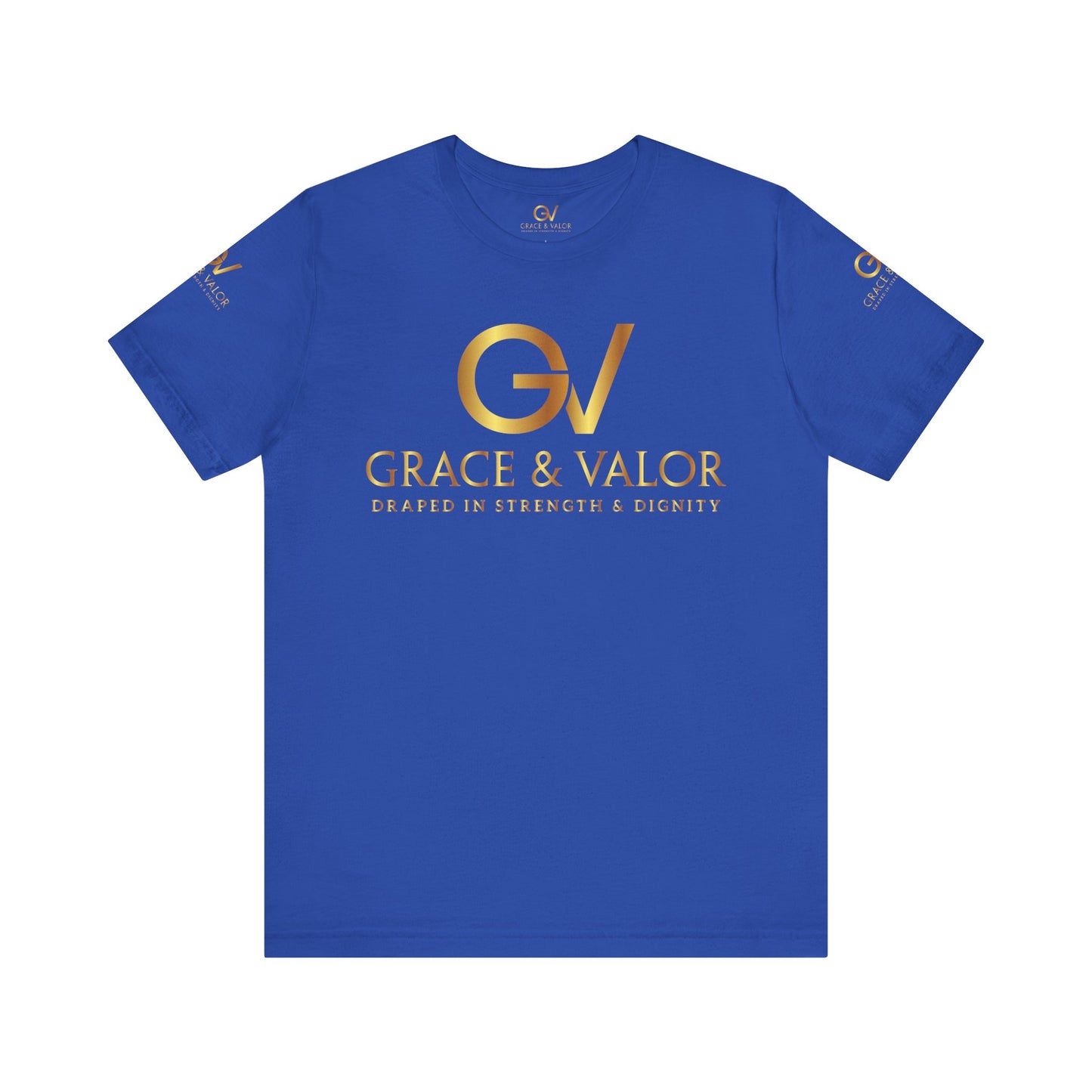 GV All Gold font God Favors - Grace & Valor Unisex Jersey Short Sleeve Tee - Strength & Dignity Apparel