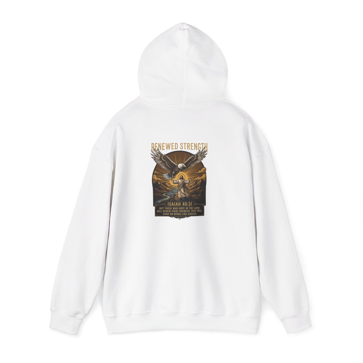 Renewed Strength Unisex Christian Hoodie | GV Gold Monogram Collection Isaiah 40:31 Bible Verse Faith Streetwear Apparel
