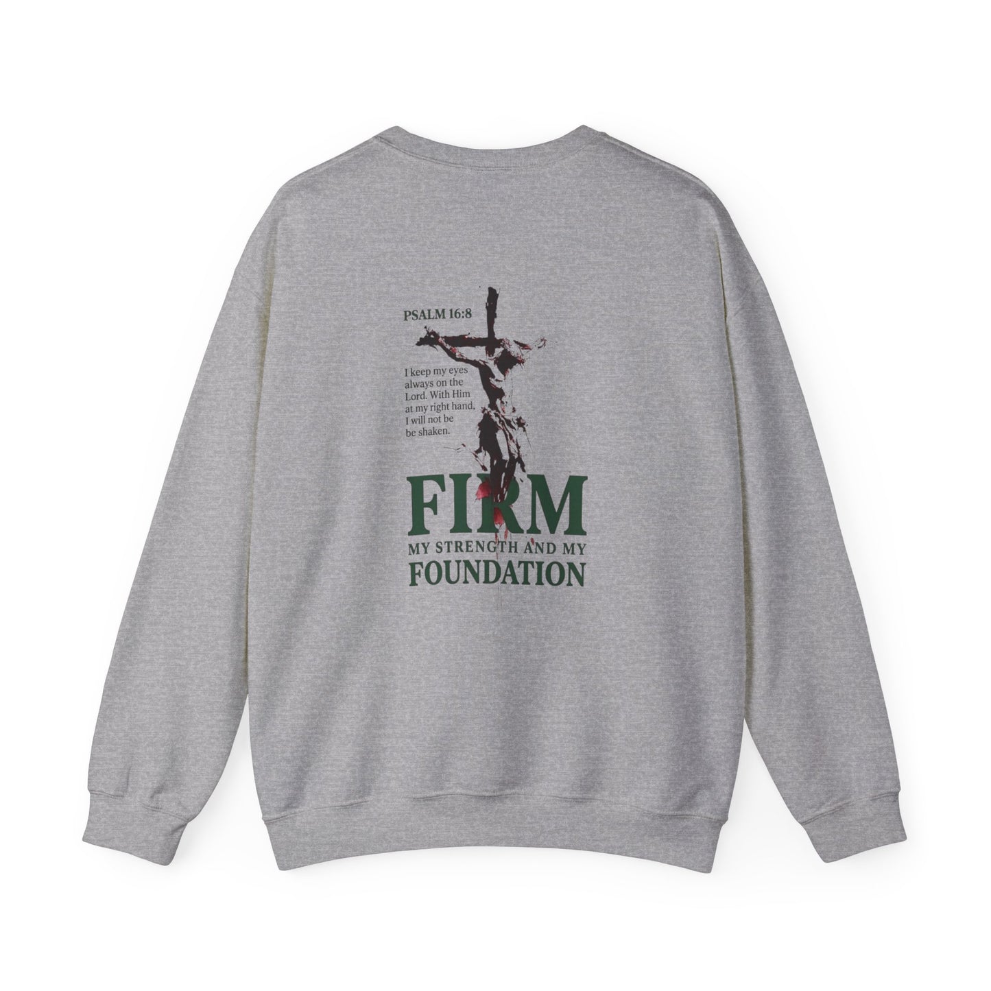Firm Foundation Unisex Christian Sweatshirt | GV Gold Monogram Collection Psalm 16:8 Bible Verse Faith Streetwear Apparel