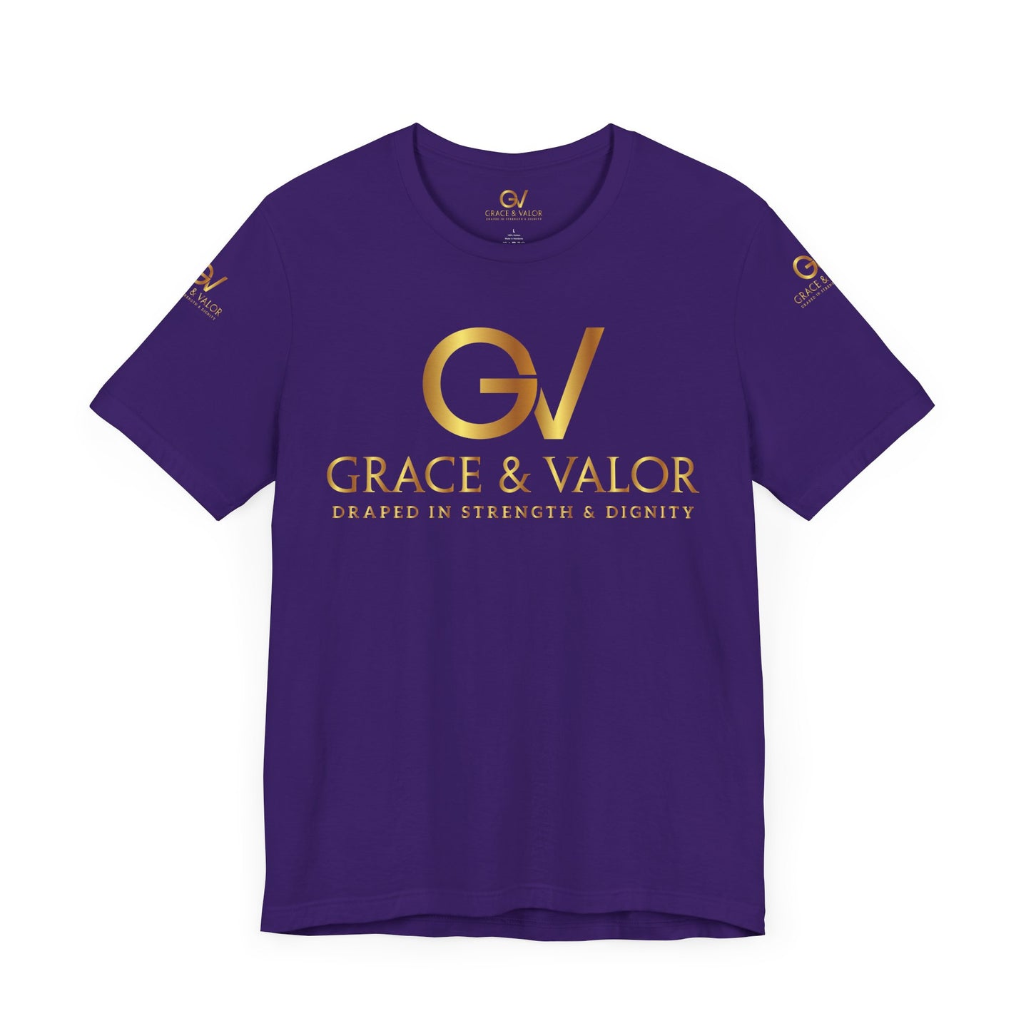 GV All Gold font God Favors - Grace & Valor Unisex Jersey Short Sleeve Tee - Strength & Dignity Apparel