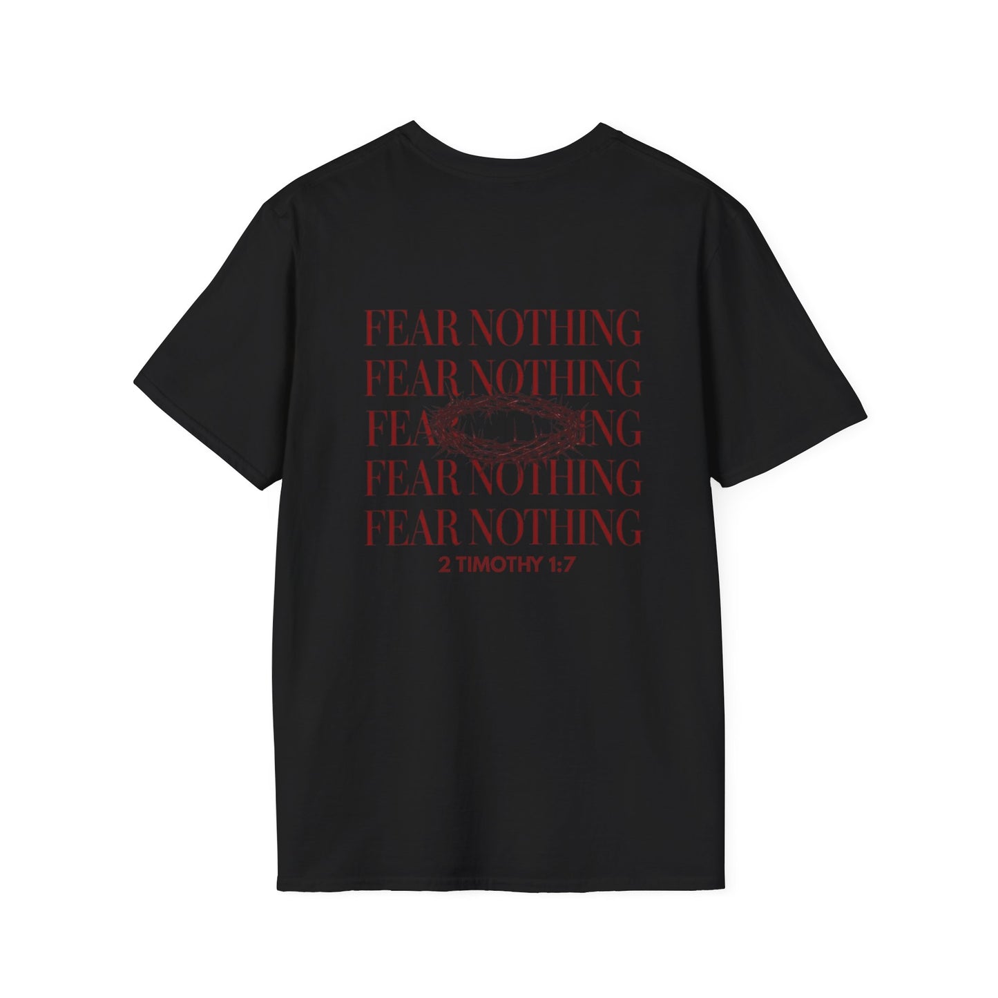Fear Nothing Unisex Christian T-Shirt | GV Gold Monogram Collection Faith Over Fear  2 Timothy 1:7 Bible Verse Streetwear Apparel