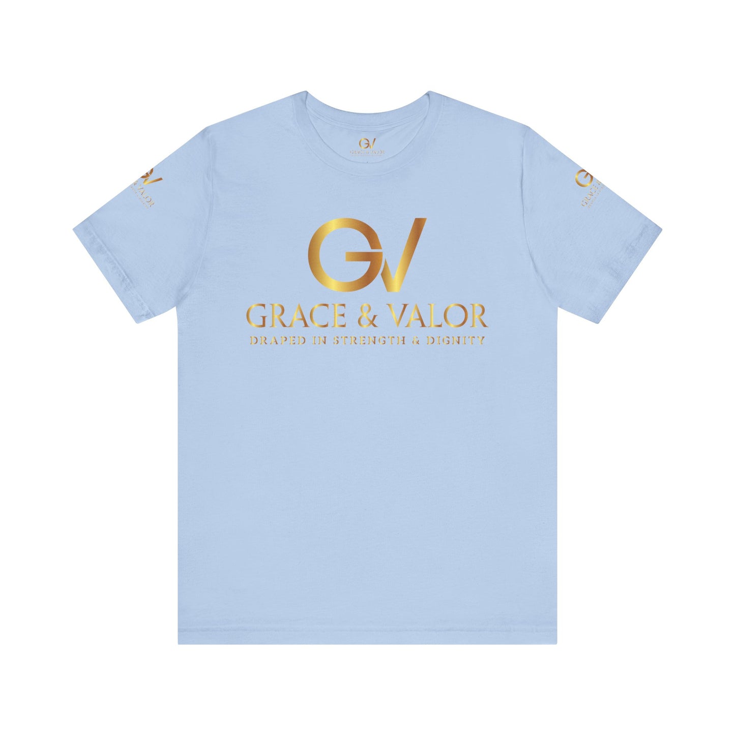 GV All Gold font God Favors - Grace & Valor Unisex Jersey Short Sleeve Tee - Strength & Dignity Apparel