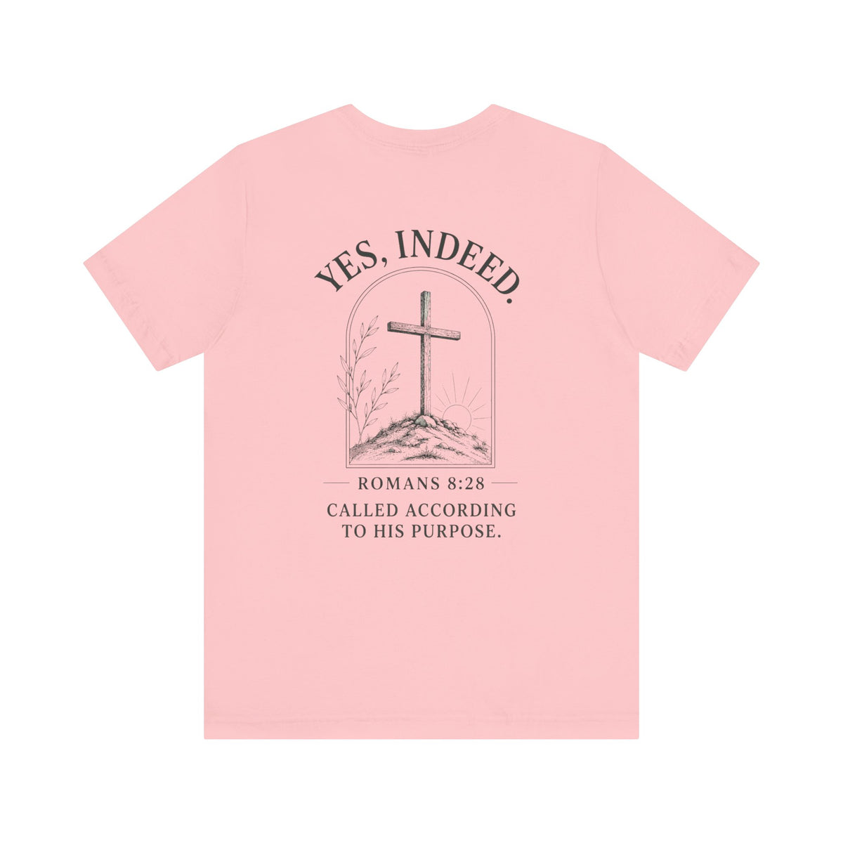 YES Indeed T-Shirt | Romans 8:29 Scripture Tee | Gold Monogram Christian Faith Shirt | Inspirational Bible Verse Apparel