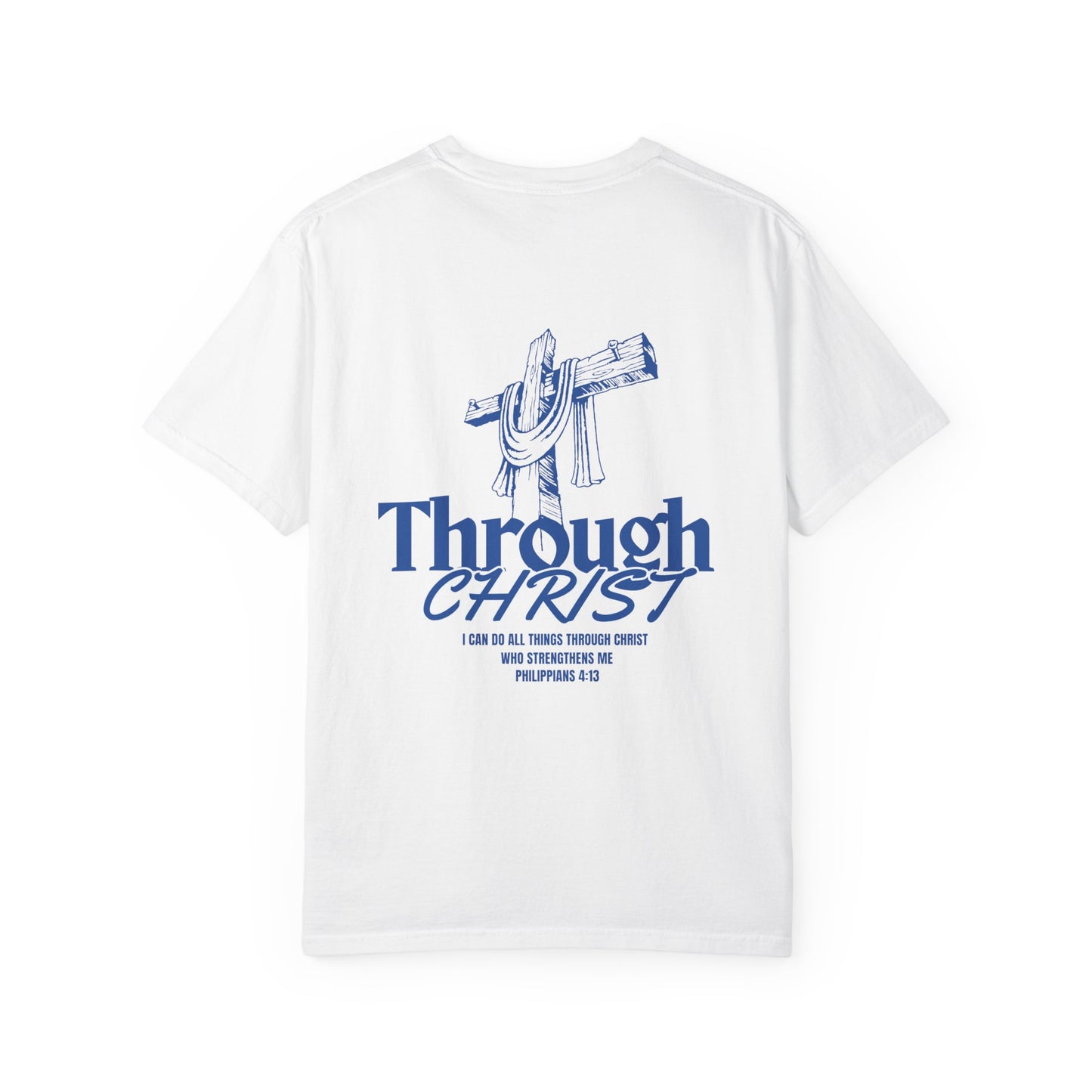 Through Christ Unisex Christian T-Shirt | GV Gold Monogram Collection Philippians 4:13 Bible Verse Faith Streetwear Apparel