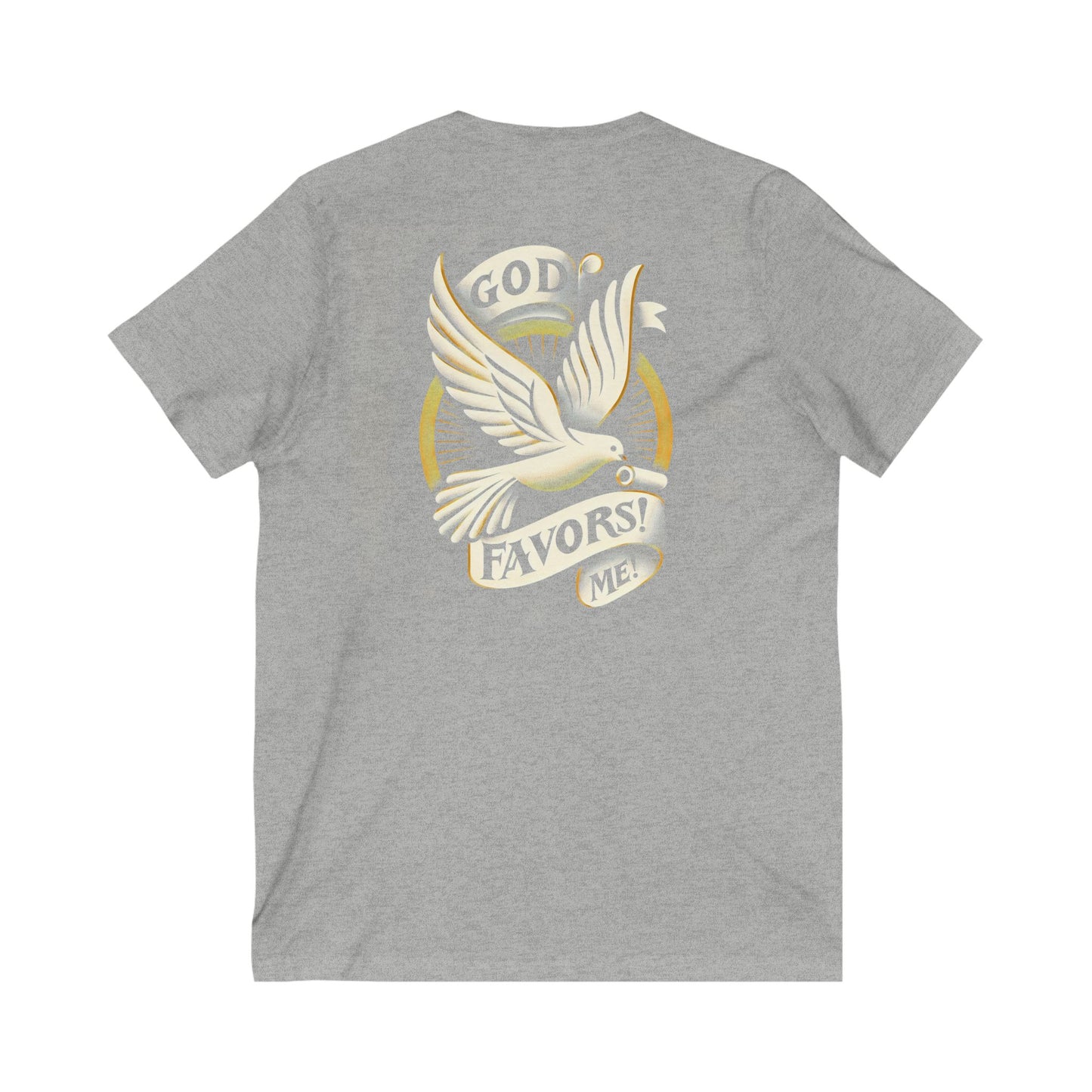 Inspirational Unisex V-Neck Tee - "God Favors Me" White font