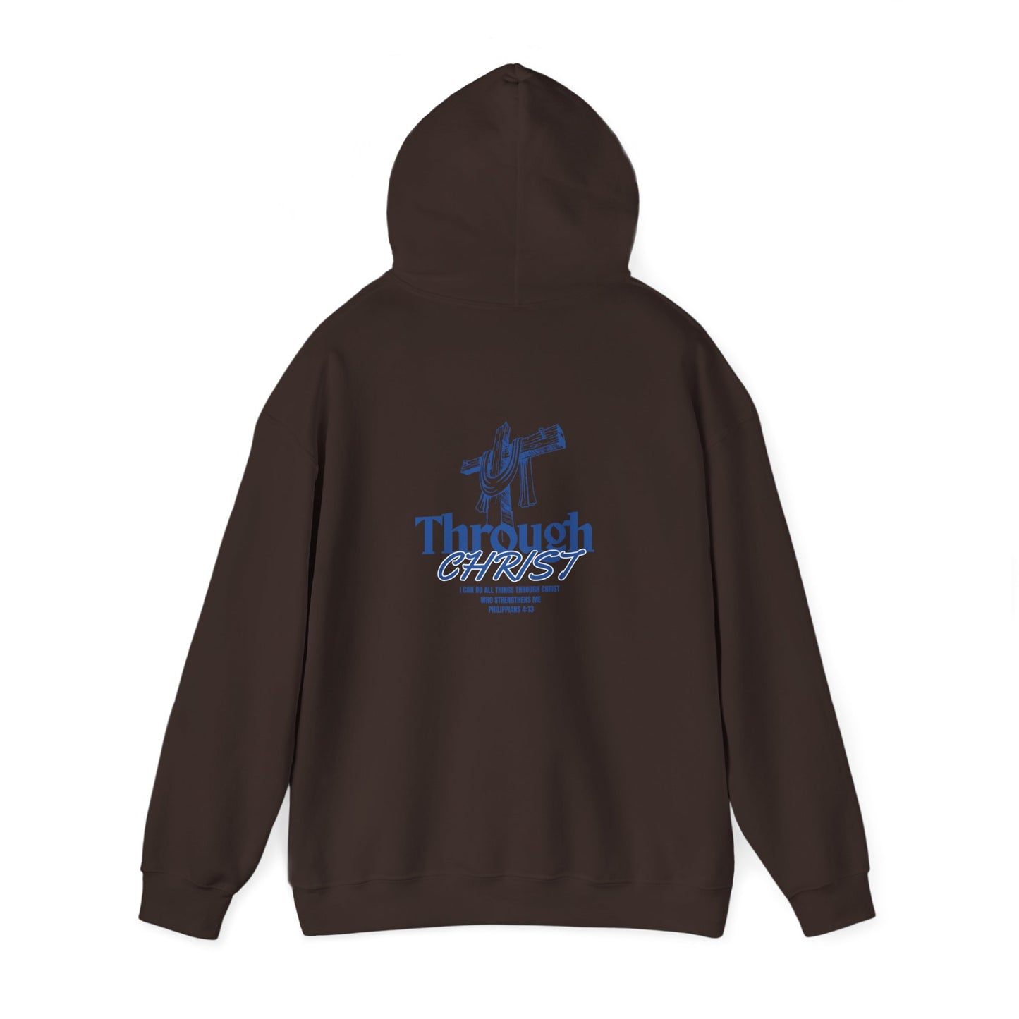 Through Christ Unisex Christian Hoodie | GV Gold Monogram Collection Psalm 16:8 Bible Verse Faith Streetwear Apparel