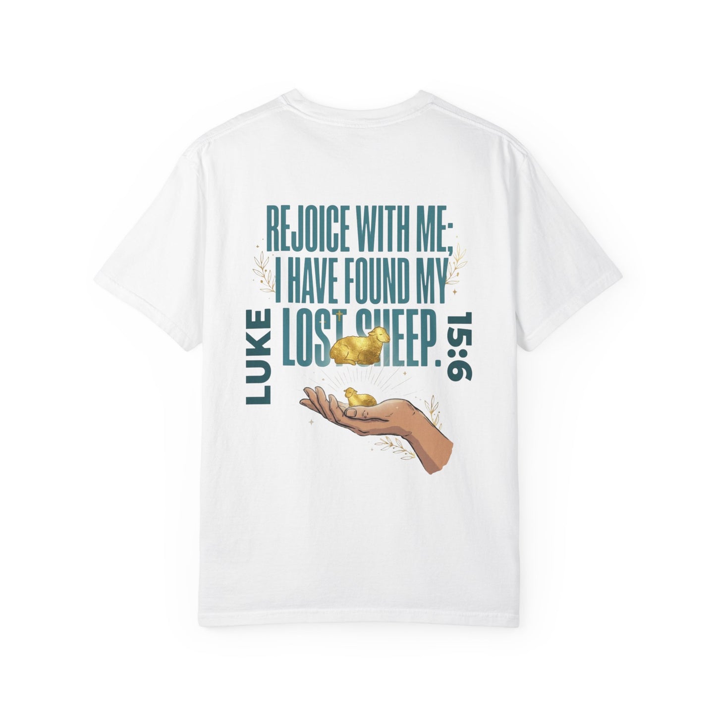Rejoice With Me Lost Sheep Unisex Christian T-Shirt | GV Gold Monogram Collection Luke 15:6 Bible Verse Faith Streetwear Apparel