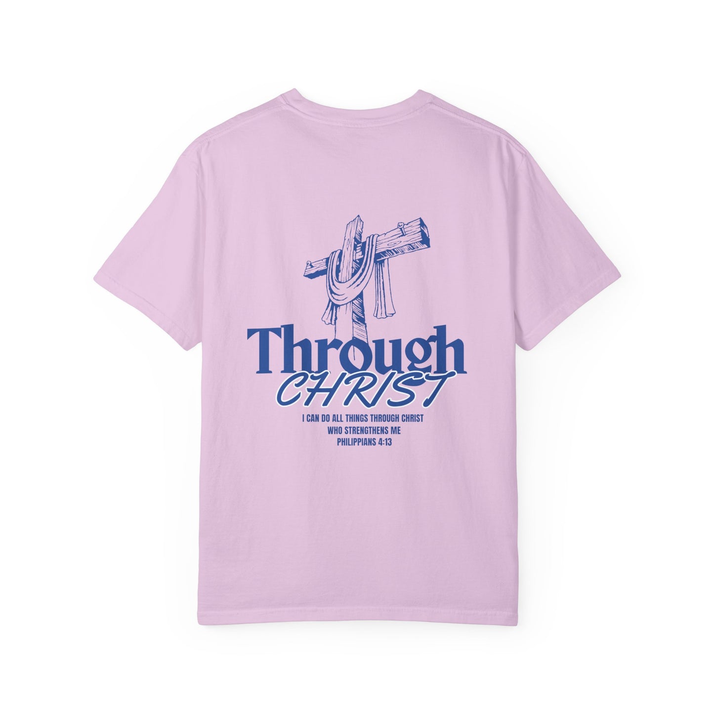 Through Christ Unisex Christian T-Shirt | GV Gold Monogram Collection Philippians 4:13 Bible Verse Faith Streetwear Apparel