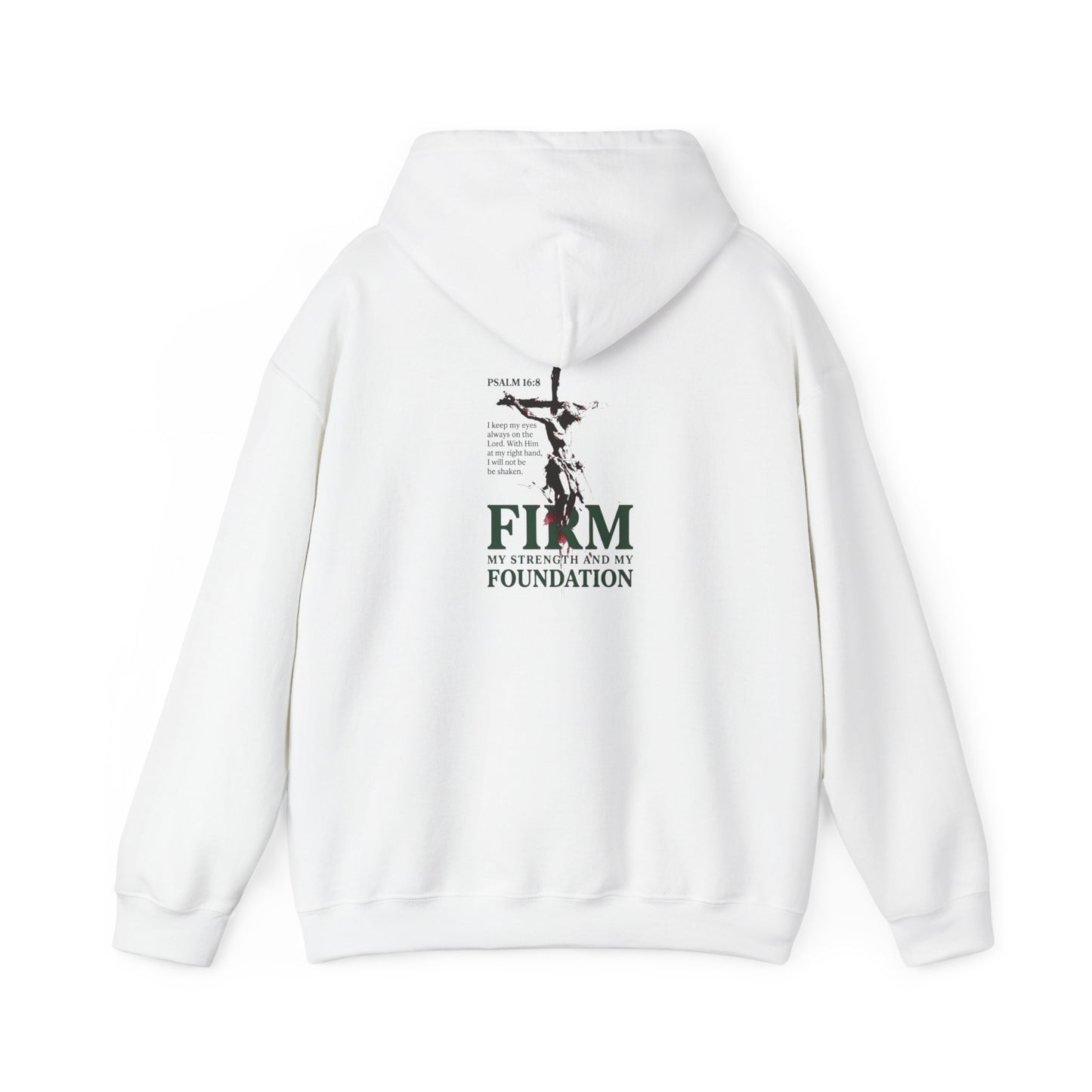 Firm Foundation Unisex Christian Hoodie | GV Gold Monogram Collection Psalm 16:8 Bible Verse Faith Streetwear Apparel