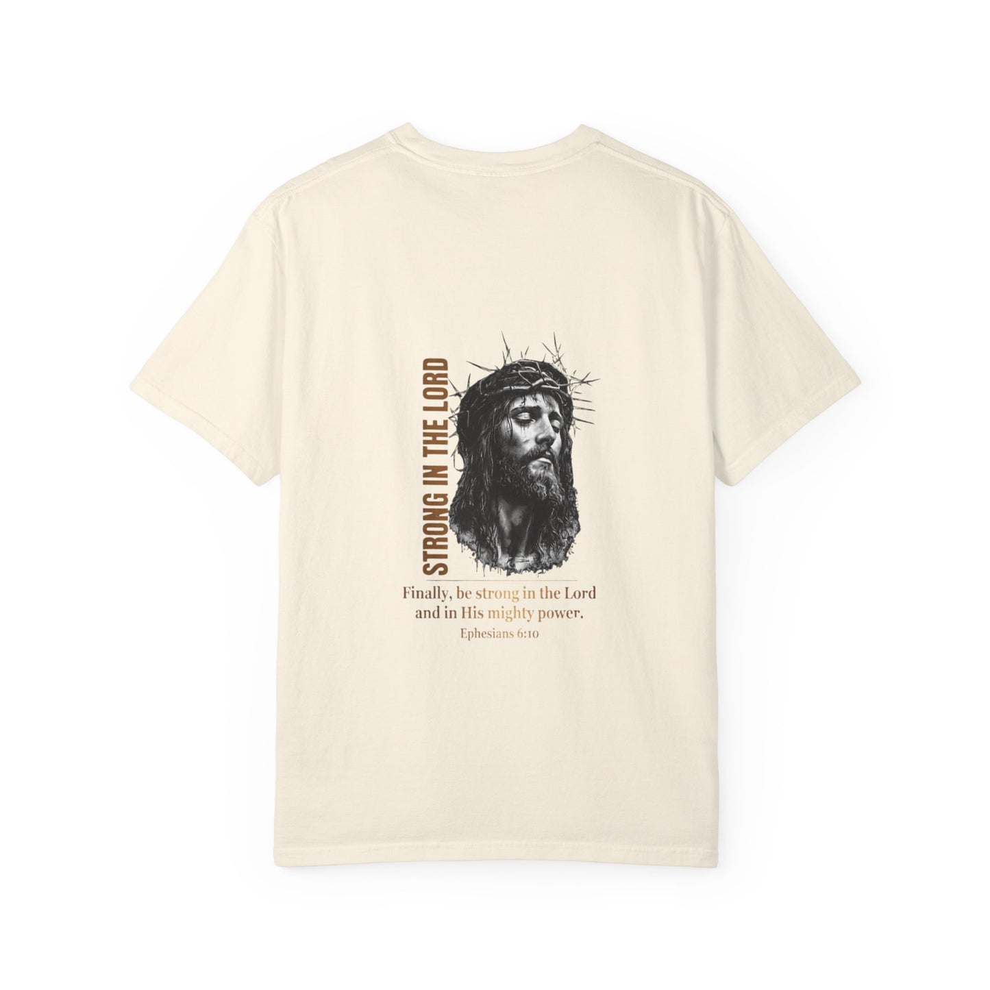 Strong in the Lord Unisex Christian T-Shirt | GV Gold Monogram Collection Ephesians 6:10 Bible Verse Faith Streetwear Apparel