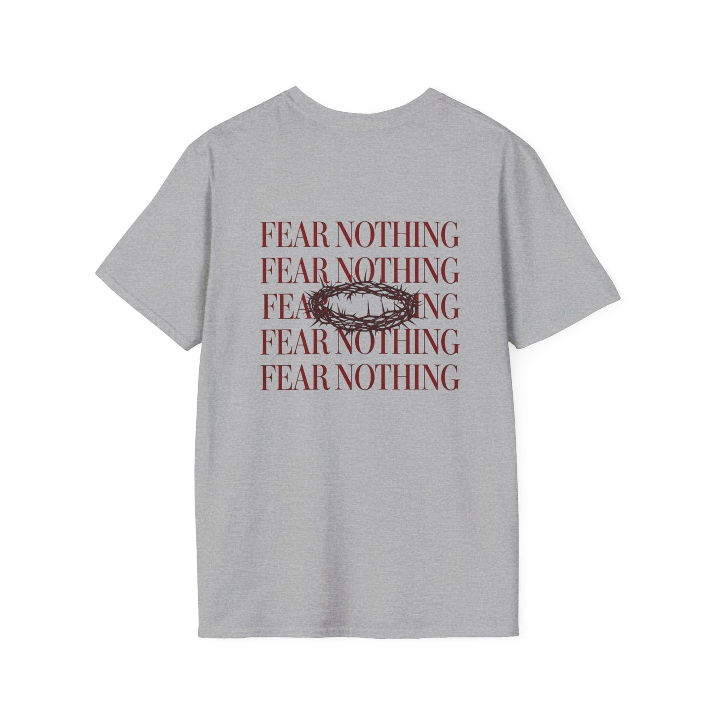Fear Nothing Unisex Christian T-Shirt | Grace and Valor Signature Collection Faith Over Fear Joshua 1:9 Bible Verse Streetwear Apparel