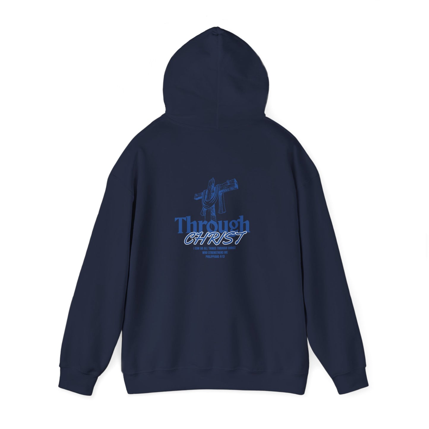 Through Christ Unisex Christian Hoodie | GV Gold Monogram Collection Philippians 4:13 Bible Verse Faith Streetwear Apparel