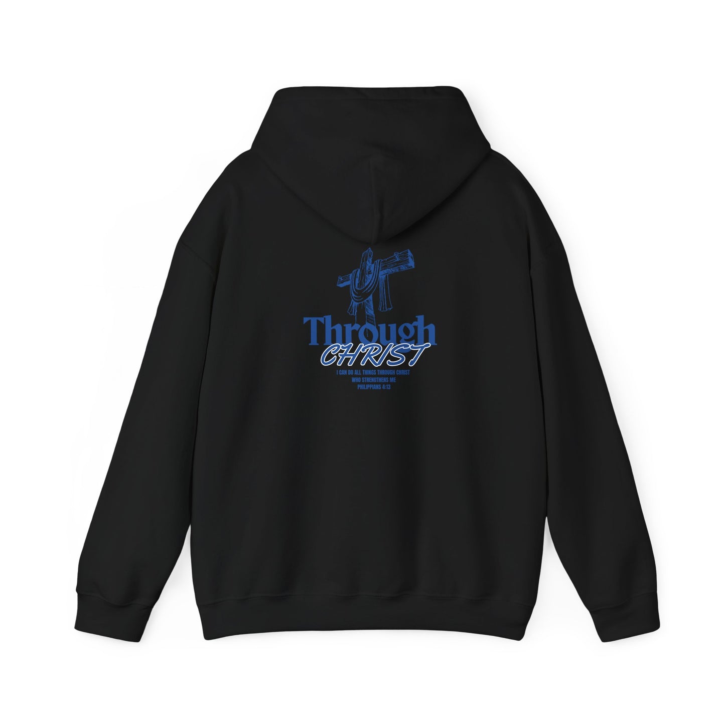 Through Christ Unisex Christian Hoodie | GV Gold Monogram Collection Philippians 4:13 Bible Verse Faith Streetwear Apparel