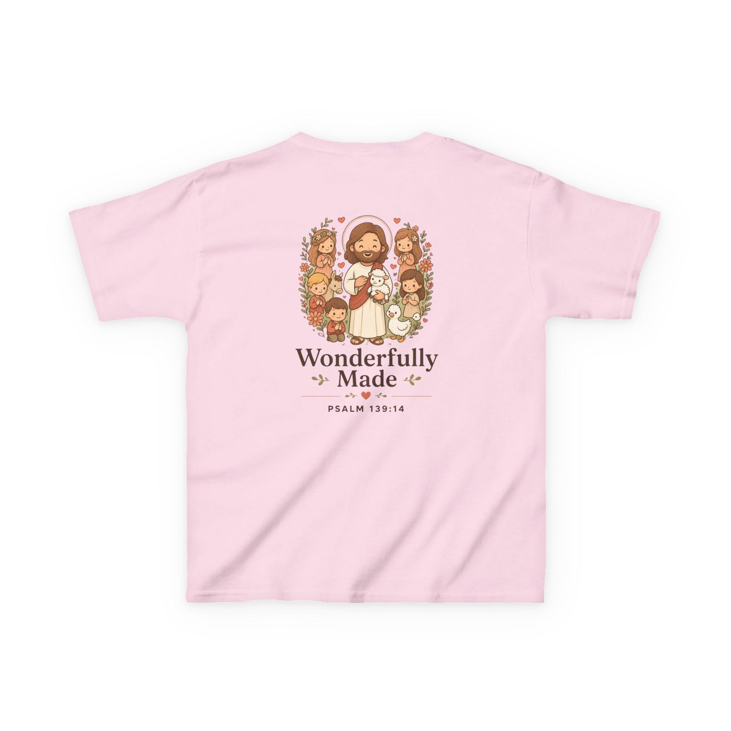 Wonderfully Made Kids Christian T-Shirt | Psalm 139:14 Bible Verse Shirt Grace and Valor Collection Faith-Based Youth Apparel