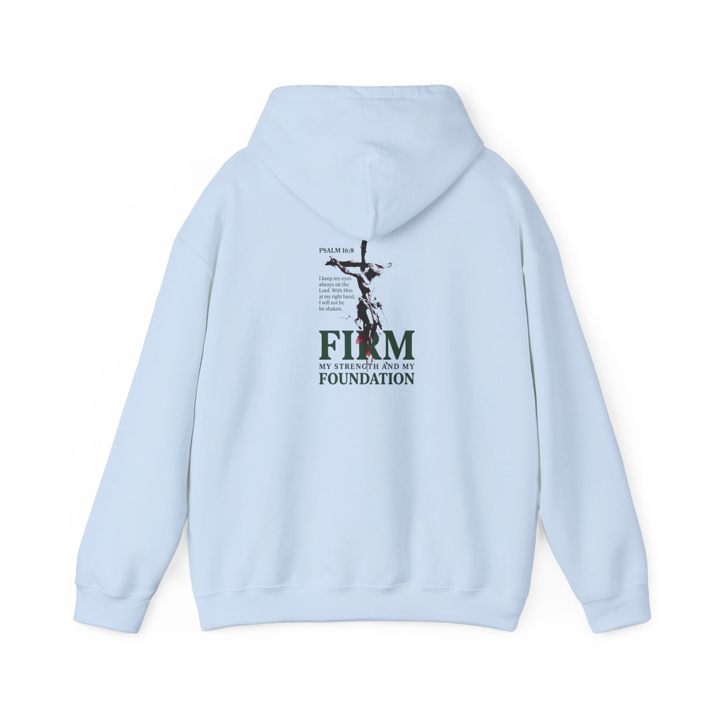 Firm Foundation Unisex Christian Hoodie | GV Gold Monogram Collection Psalm 16:8 Bible Verse Faith Streetwear Apparel