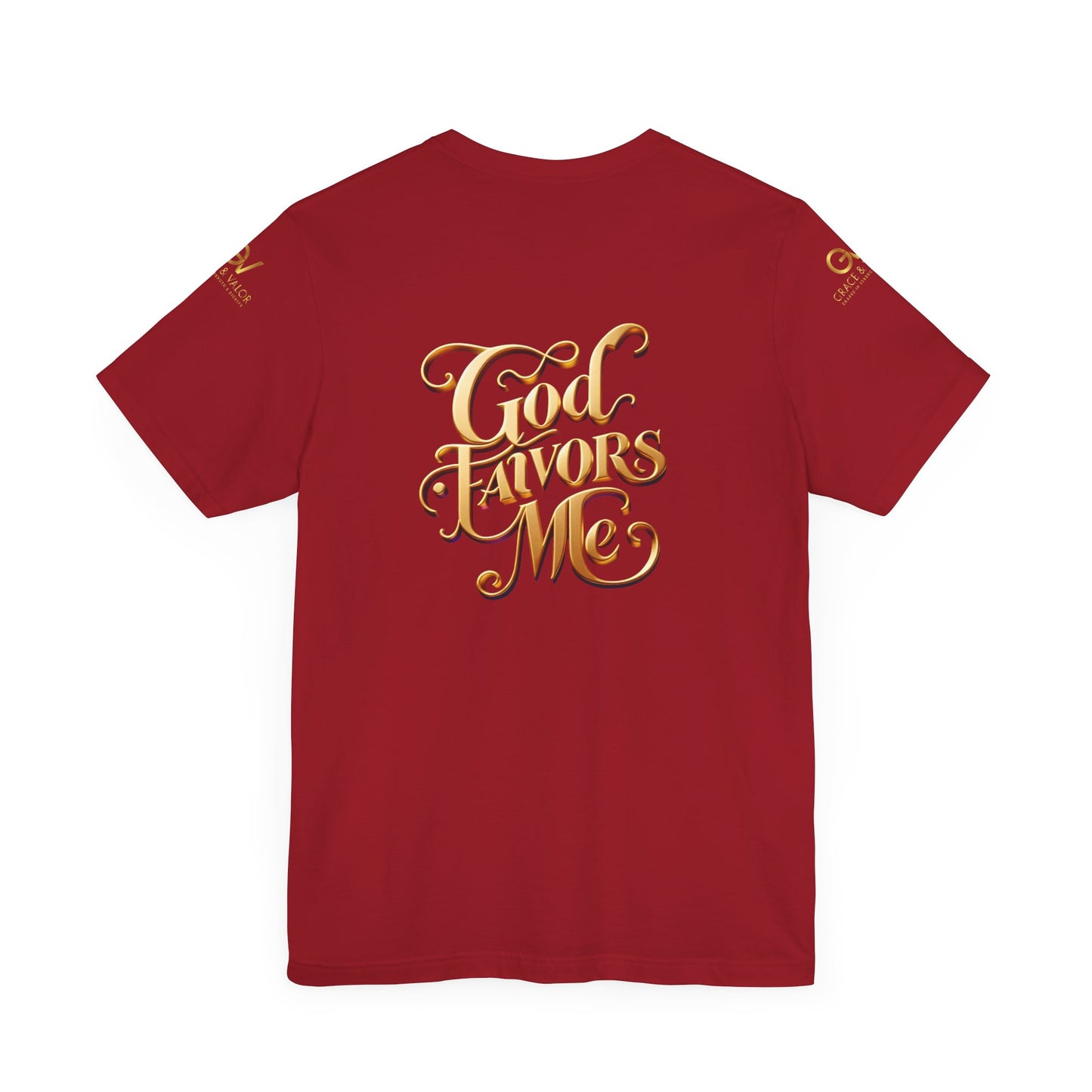 GV All Gold font God Favors - Grace & Valor Unisex Jersey Short Sleeve Tee - Strength & Dignity Apparel