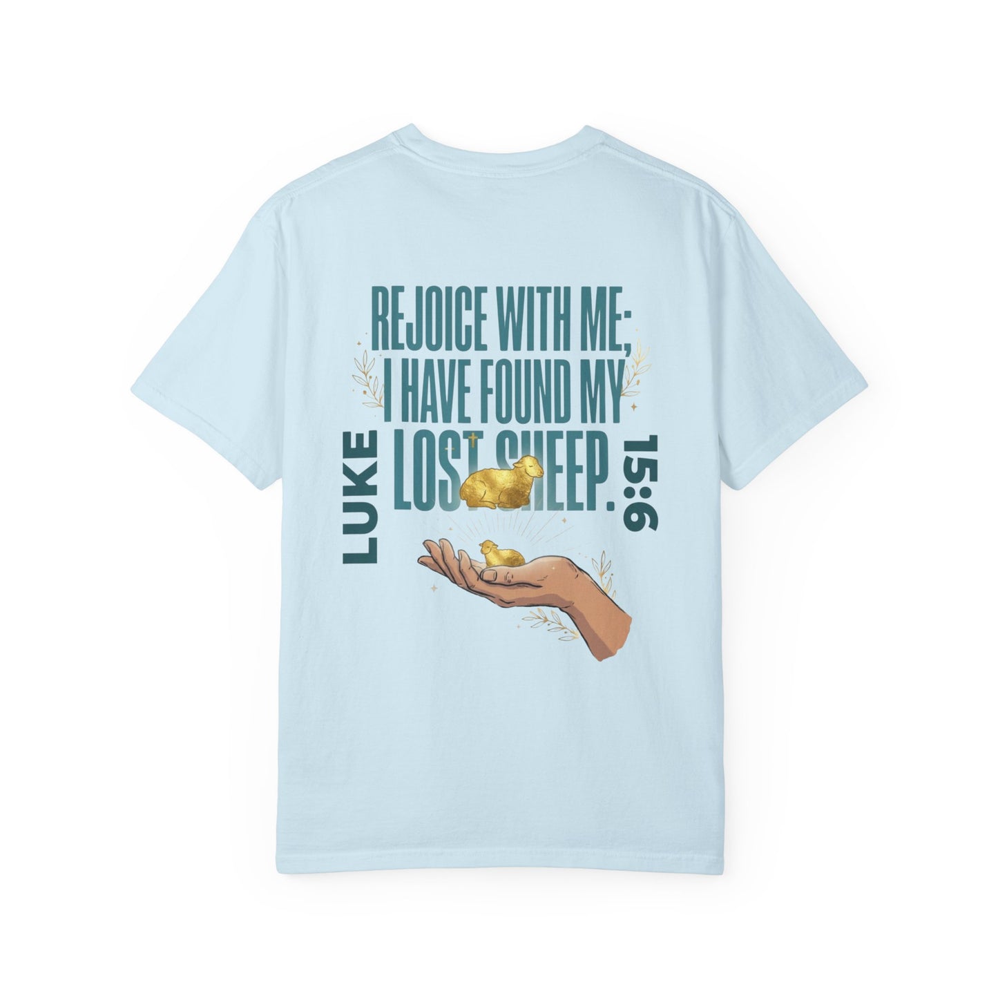 Rejoice With Me Lost Sheep Unisex Christian T-Shirt | Grace and Valor Signature Collection Luke 15:6 Bible Verse Faith Streetwear Apparel