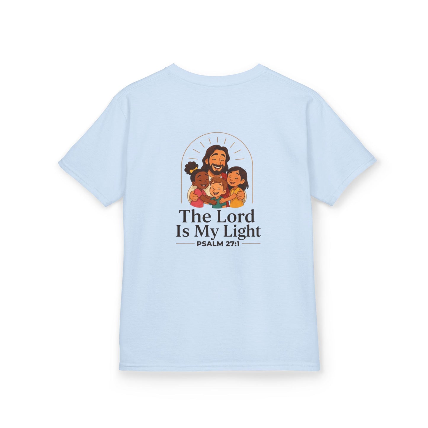 The Lord Is My Light Kids Christian T-Shirt | Psalm 27:1 Bible Verse Shirt Grace and Valor Collection Faith-Based Youth Apparel